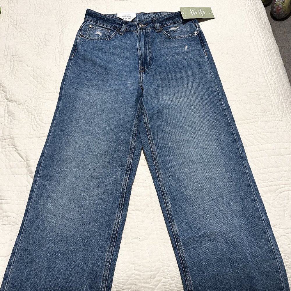 H&M loose high waist straight jeans